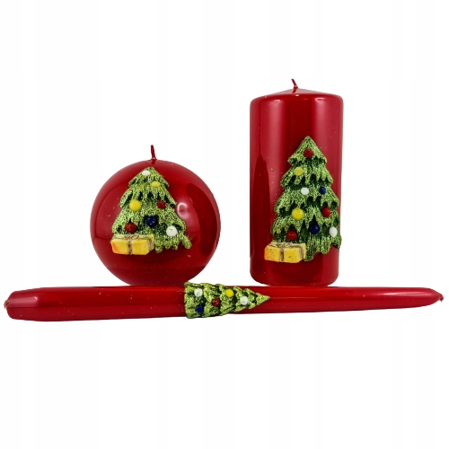 ŚWIECA CZERWONA DŁUGA 29CM HOLLY CHRISTMAS CHOINKA Marka inna