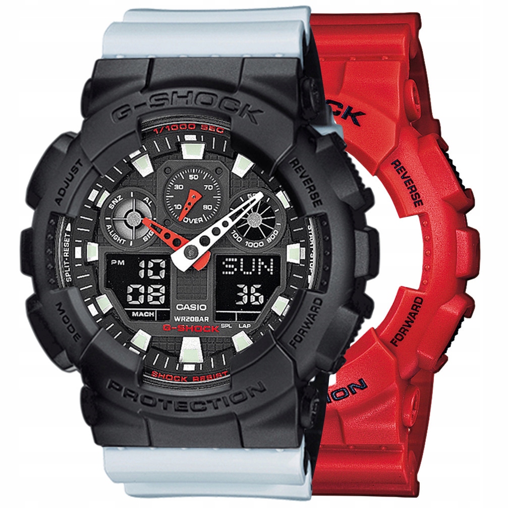 Sada G-shock GA-100B-4AER Černá Bílá, Černá
