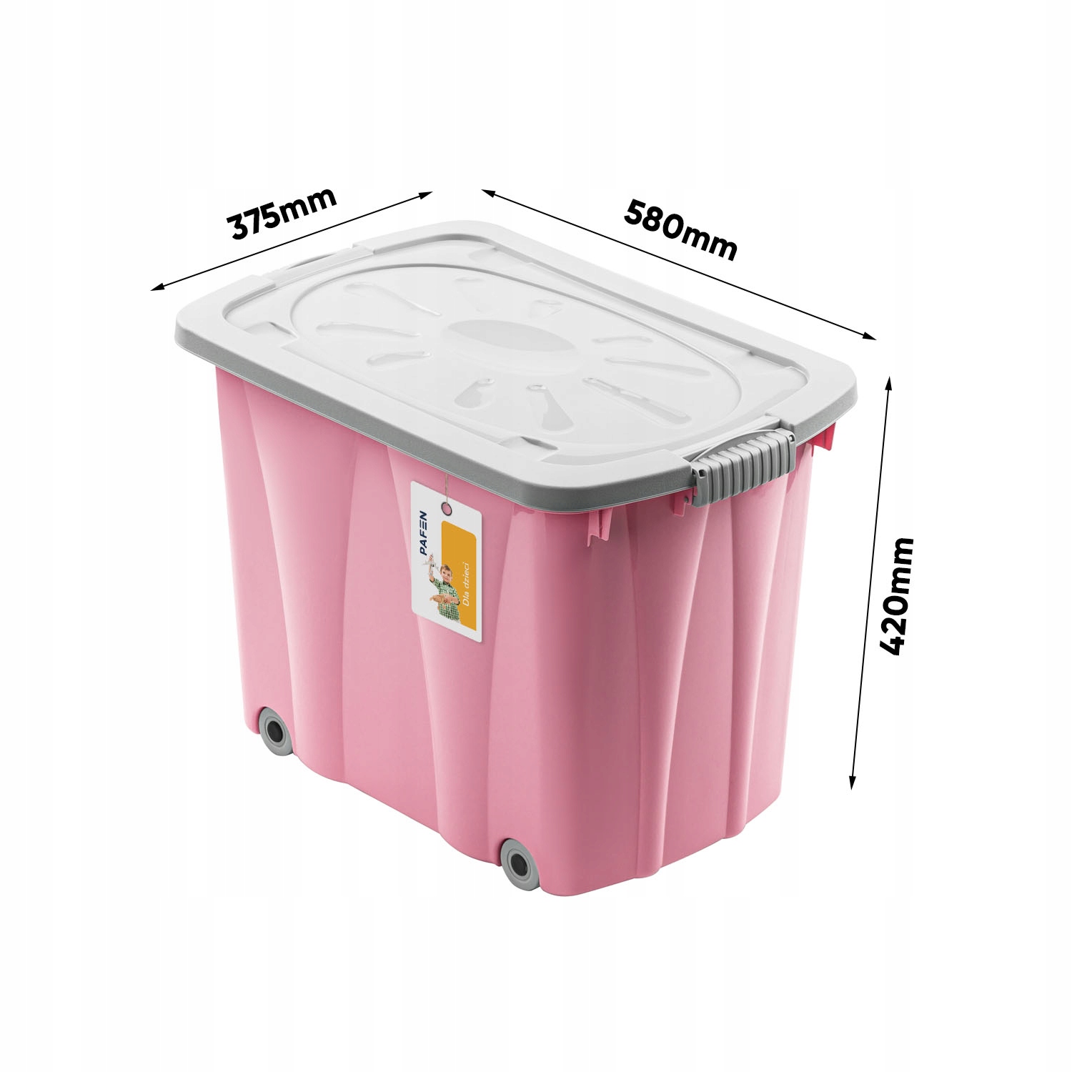 Pojemnik na zabawki z płaską pokrywą XL Różowy Marka Pafen