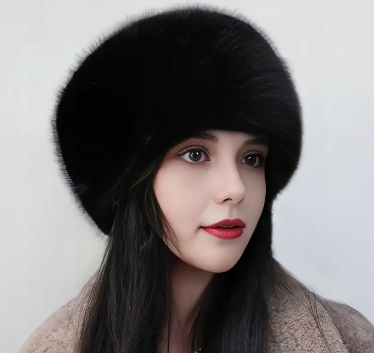 CZAPKA DAMSKA ZIMOWA CIEPŁA FUTRZANA MODNA ELEGANCKA FUTERKOWA TOCZEK Rozmiar uniwersalny