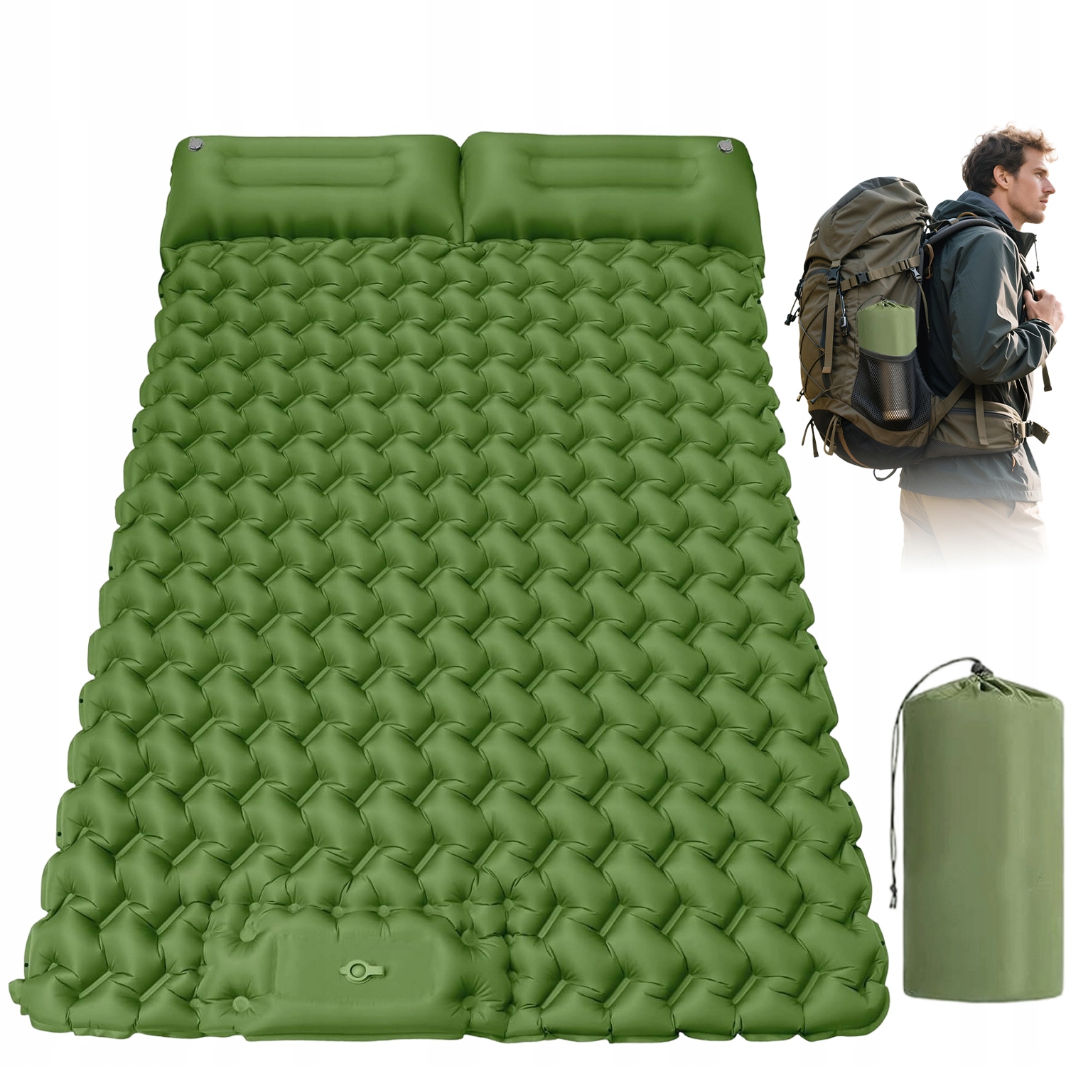 Mata Samopompująca Karimata Dmuchana Trekkingowa Z Poduszką 195x120x10CM