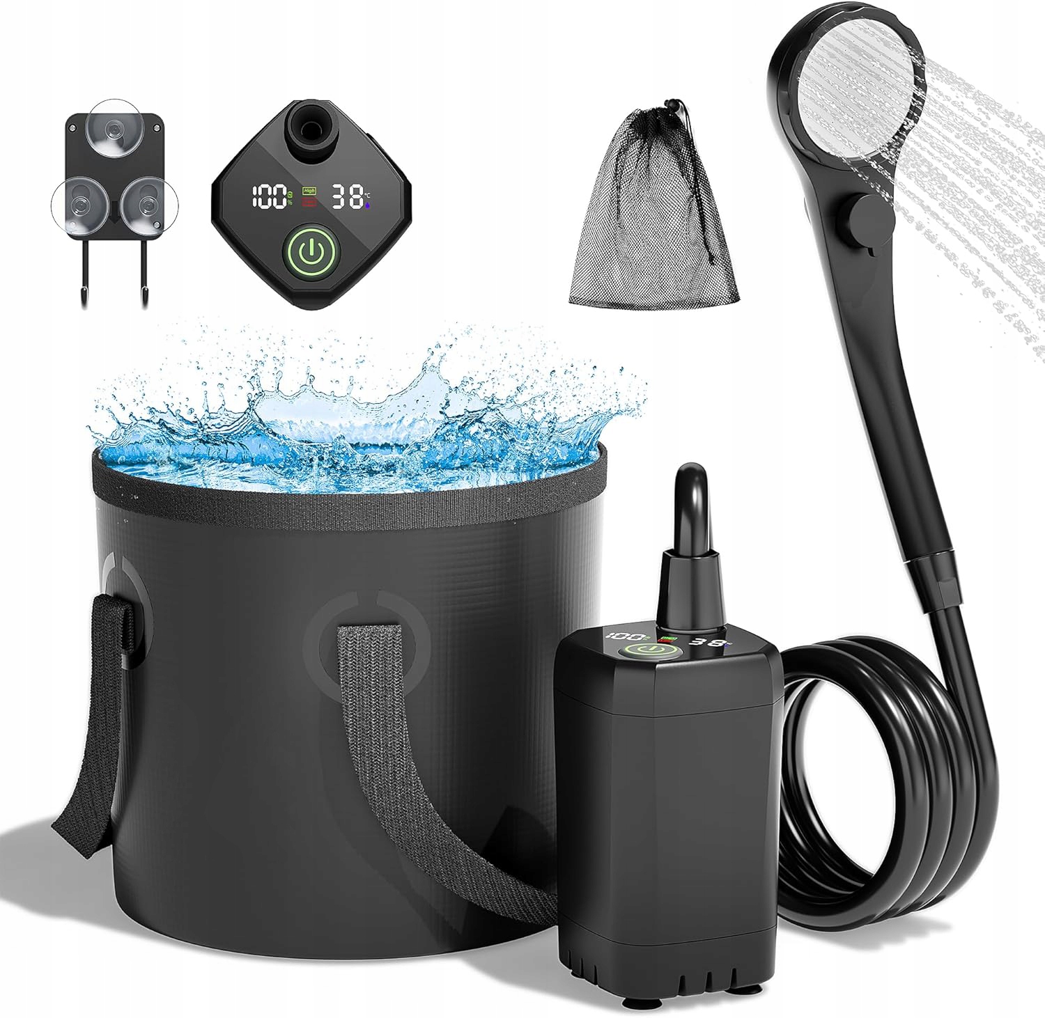 Přenosný kempingový sprchový kout 6000 mAh, mobilní displej teploty