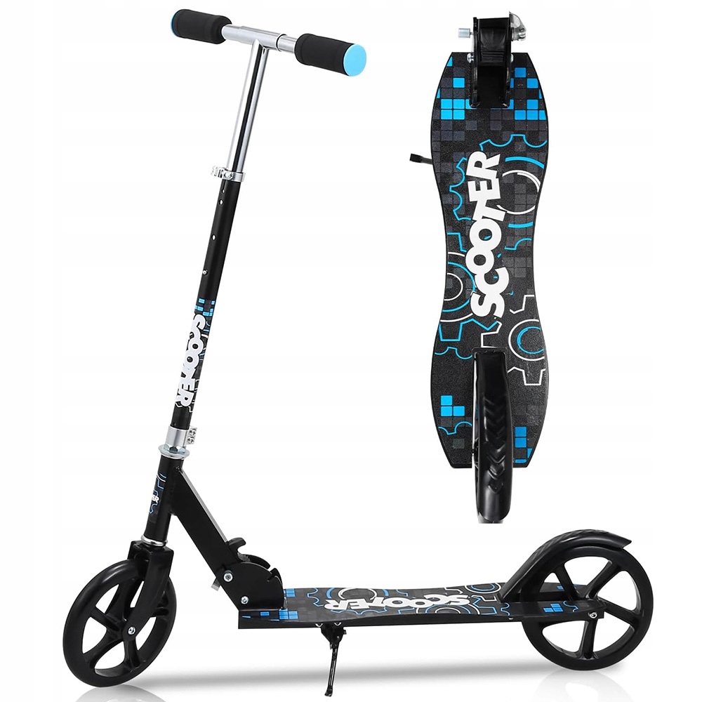 Hulajnoga Miejska Składana Regulowana Koła 200mm do 100kg Czarna