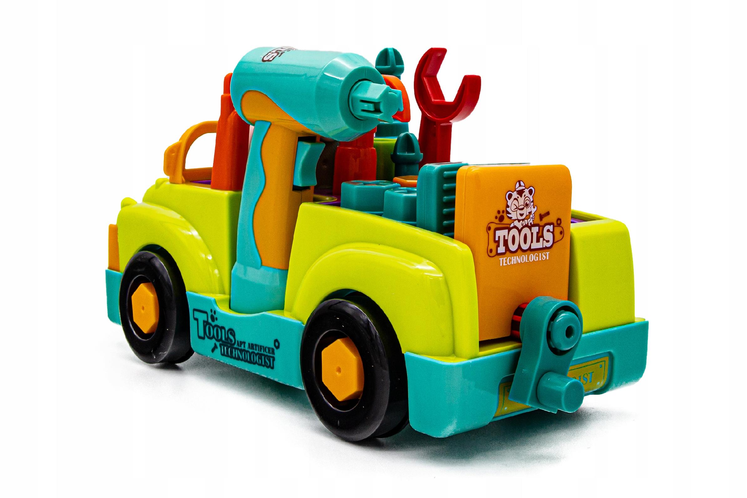 SAMOCHÓD DO ROZKRĘCANIA WIERTARKA ZESTAW MECHANIKA AUTO + ŚRUBKI Płeć chłopcy