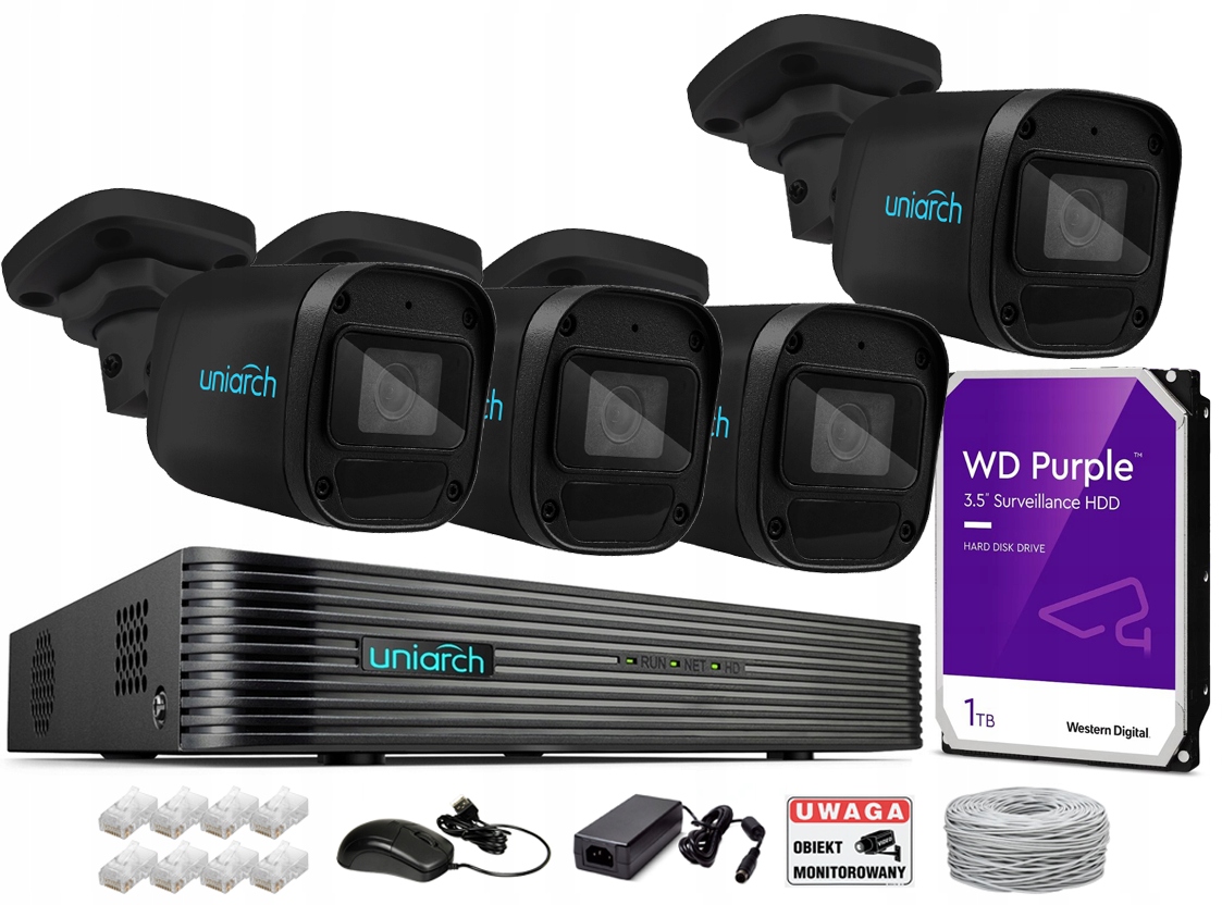 Zestaw do Monitoringu IP 4MPx Mikrofon PoE Skrętka