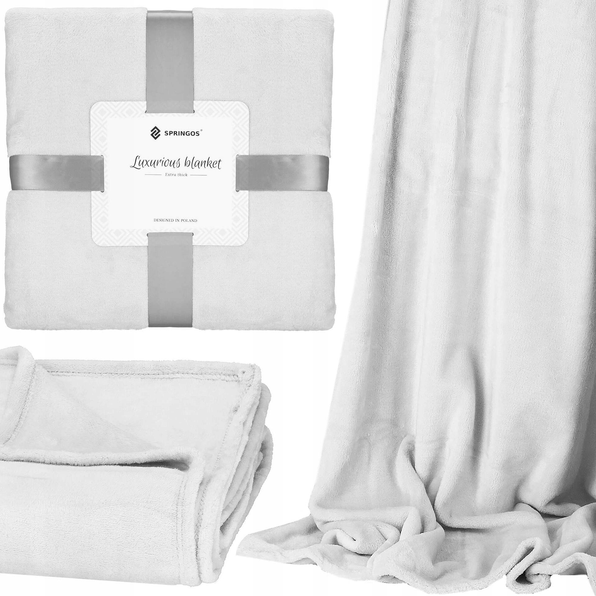Tlustá Měkká Deka 200 x 220 cm Přikrývka Na Postel Pled Hladká Šedá XXL