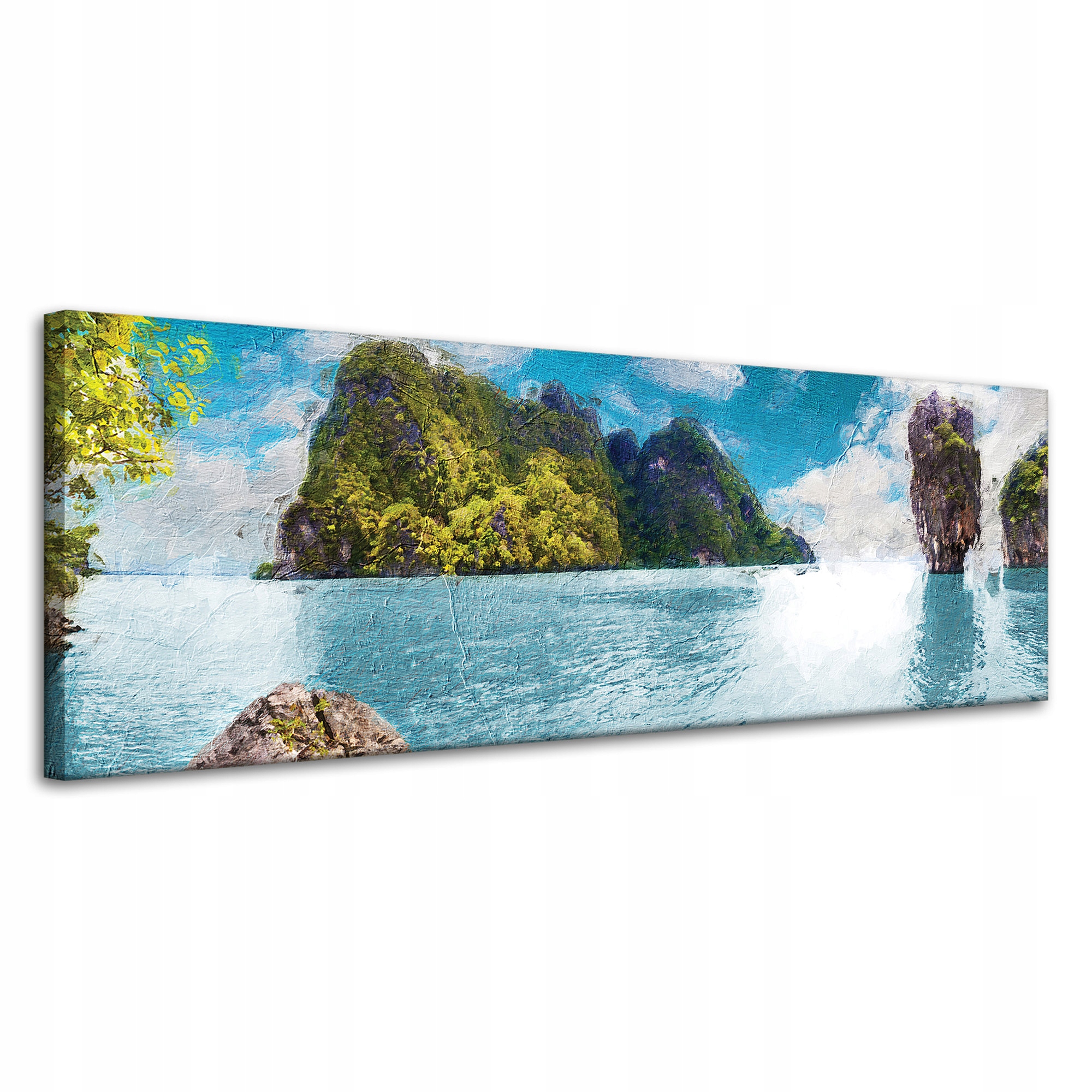 Obraz na plátně Olejové umění Skála Voda Hory 120x40 cm