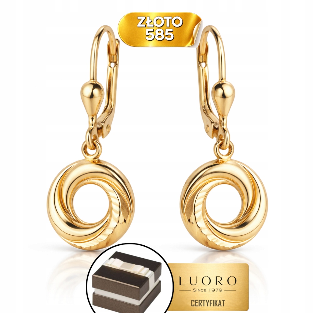 Náušnice Zlaté 585 14K Kolečka Diamantové 12,5 MM Anglické Zapínání