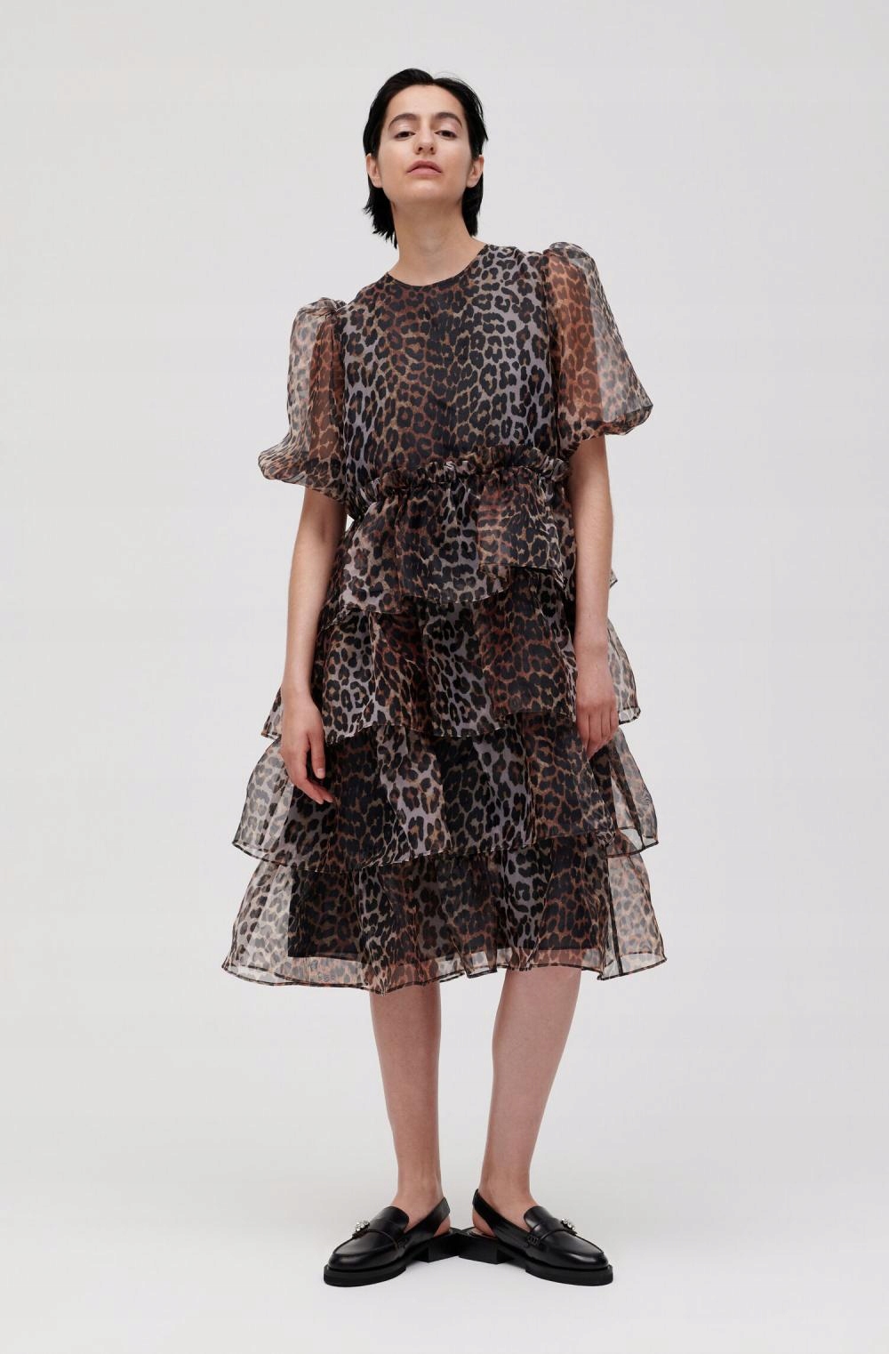 Ganni printed organza dress online
