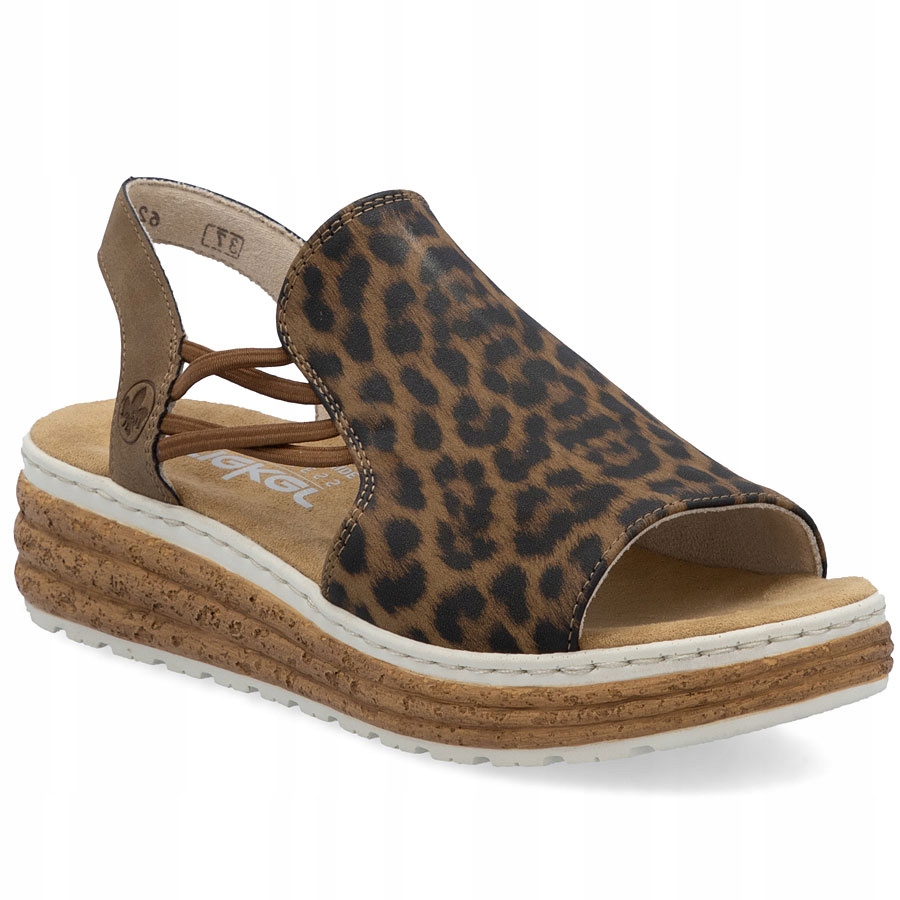 Dámské sandály na platformě s leopardím vzorem Rieker 62741-90 38