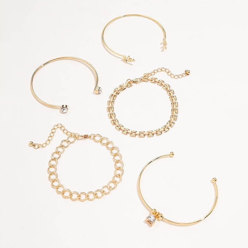 Trendy Geometric Link Chain Bracelet Set For Model R02