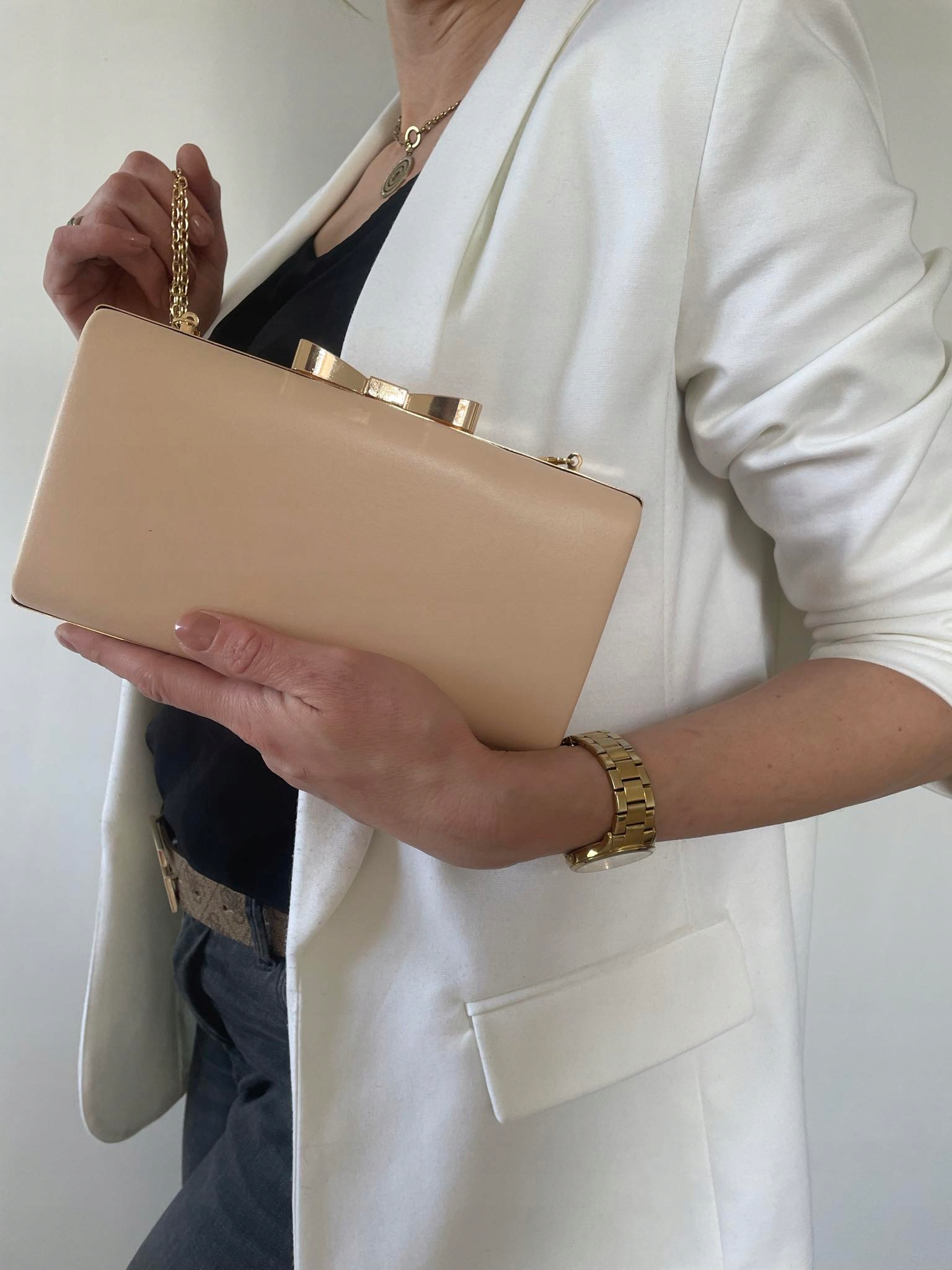 TOREBKA KOPERTÓKA PUZDERKO skóra eko kokarda NUDE Materiał dominujący skóra ekologiczna