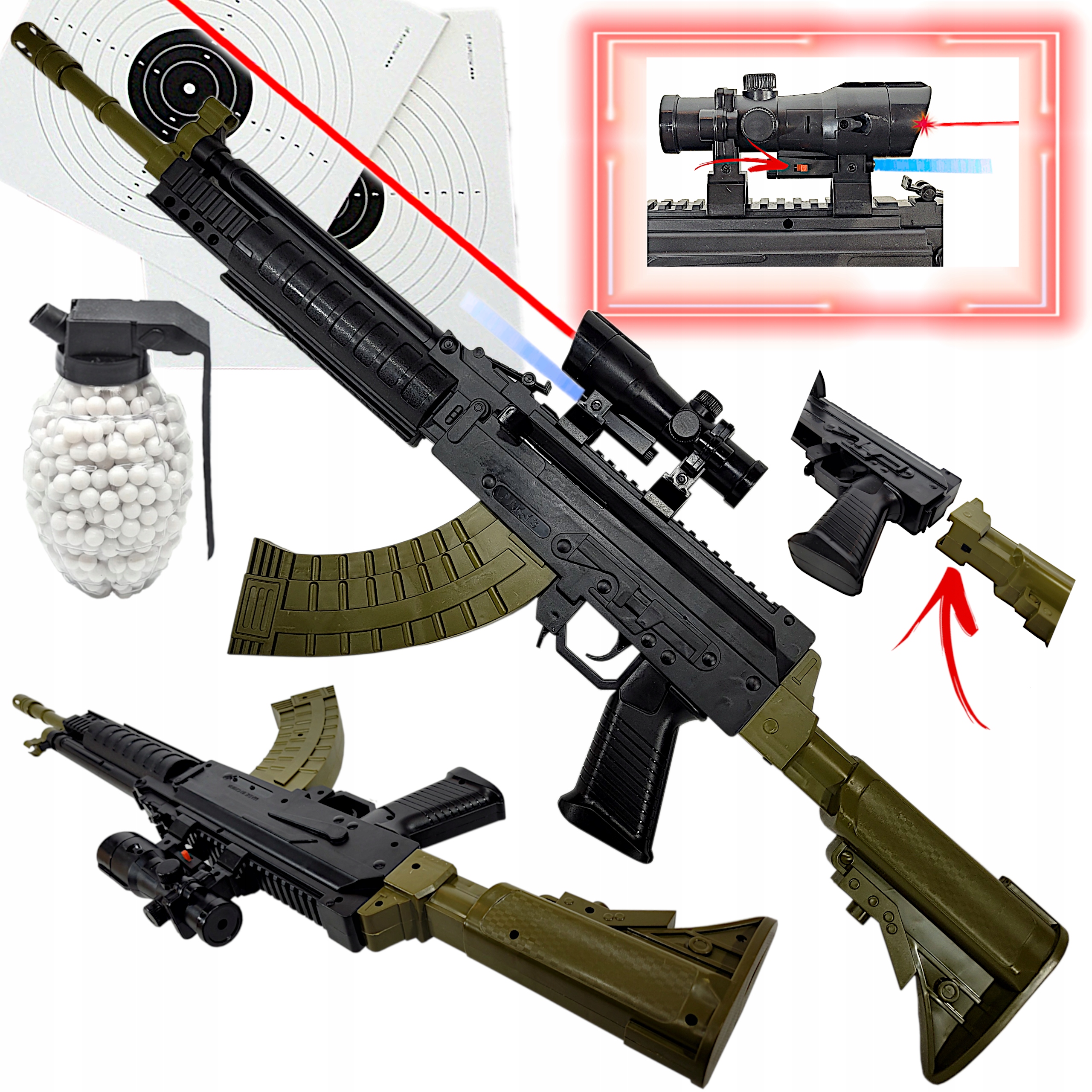 

Karabin Snajperka Na Kulki 6mm. AK13+GRANAT+LASER