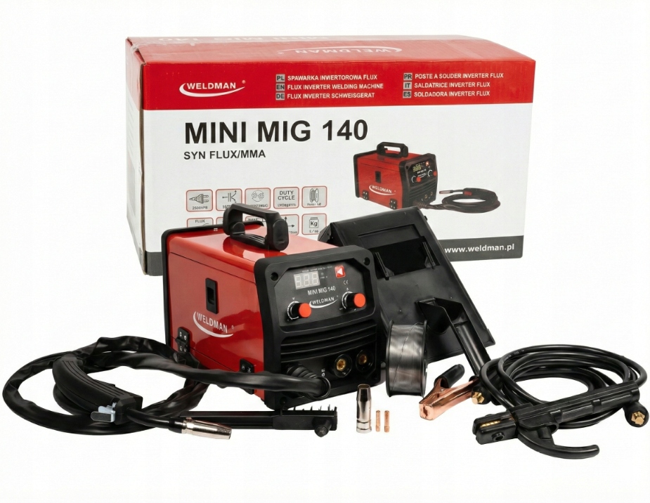 Poloautomatický svařovací stroj Mini Mig 140 Synergia Sada pro svařování bez plynu Flux