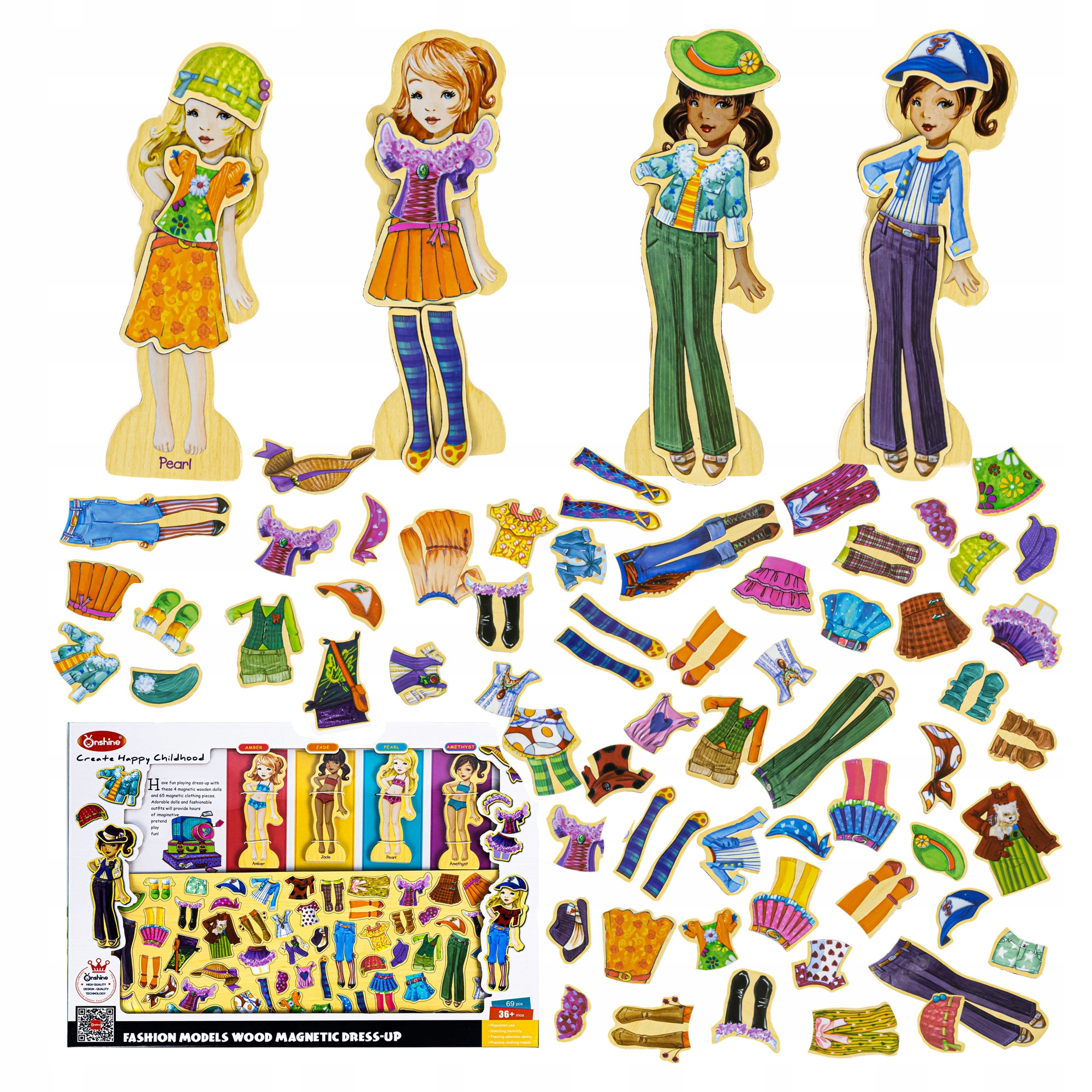 MAGNETYCZNA GRA UBIERANKA UKŁADANKA PUZZLE DREWNIANE MONTESSORI MODNISIE