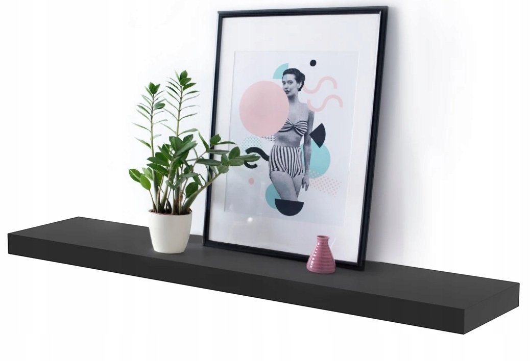 CZARNA PÓŁKA WISZĄCA przyścienna NA KSIĄŻKI NA ŚCIANĘ DO POKOJU 120 cm