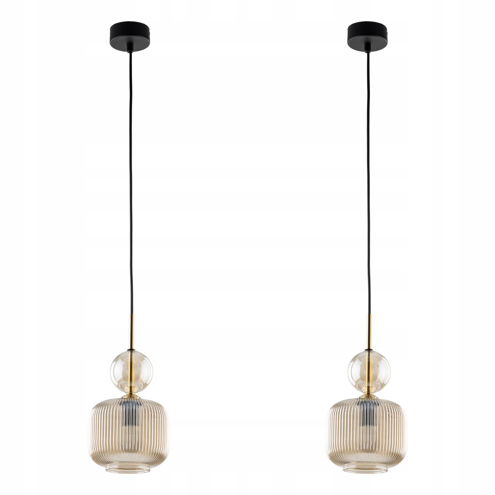 Tk Lighting Sada 2 x Závěsné Stropní Svítidlo Převis Černá Metal Glamour