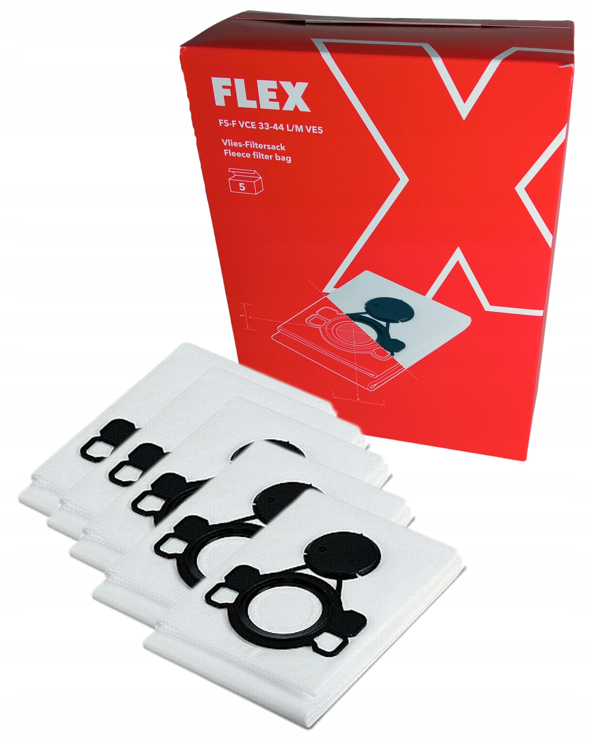 Flex 502227 Oryginalne Worki Filtrujące Do S44 Vce 33/44 Flizelina