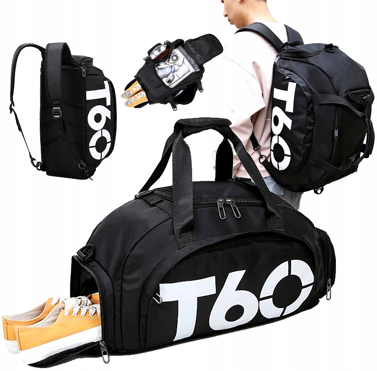 

Torba sportowa Czarna Męska basen siłownia Lot XL