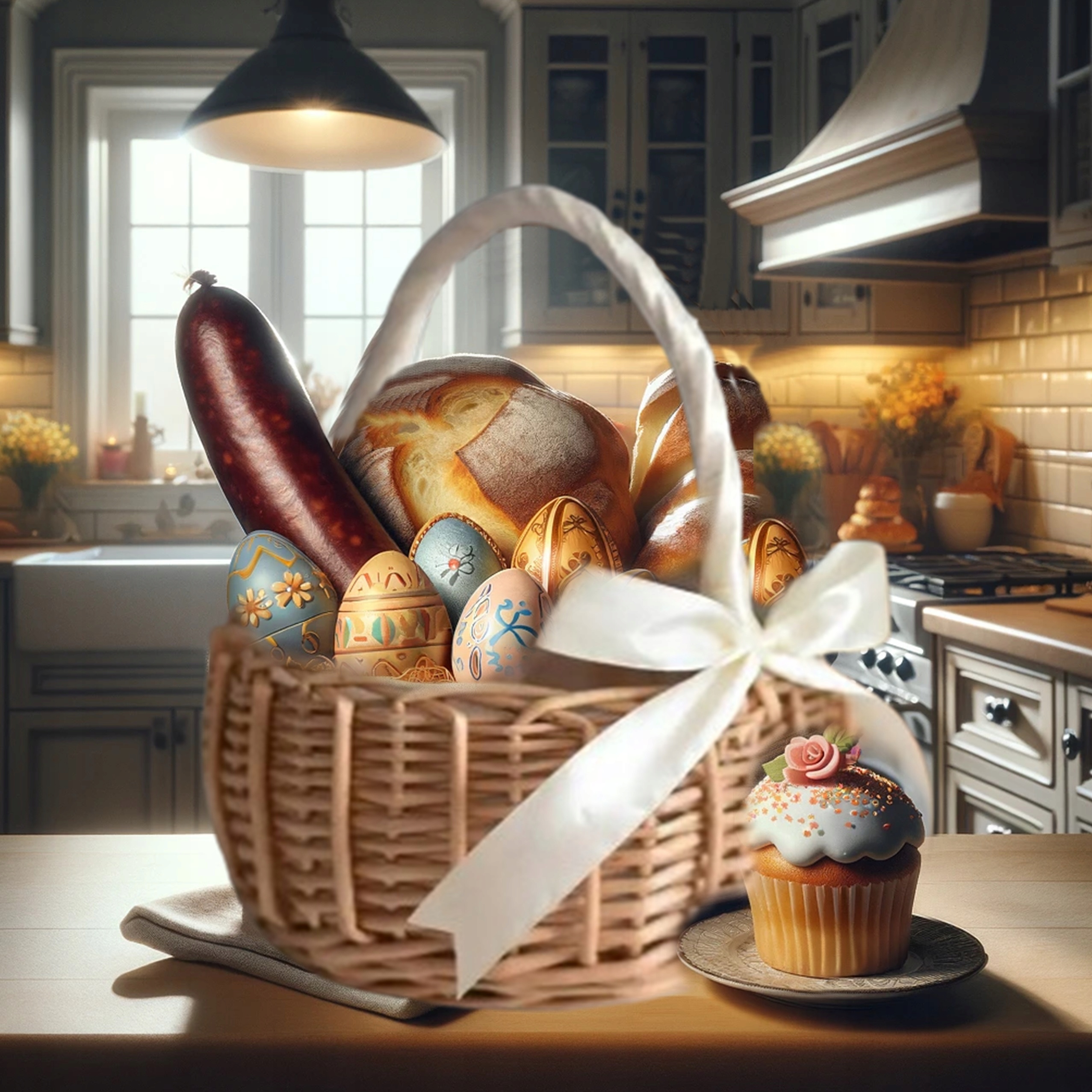 KOSZYK WIELKANOCNY DO ŚWIĘCONKI KOSZYCZEK NA JAJKA PISANKI KOSZ + GRATIS == Materiał inny