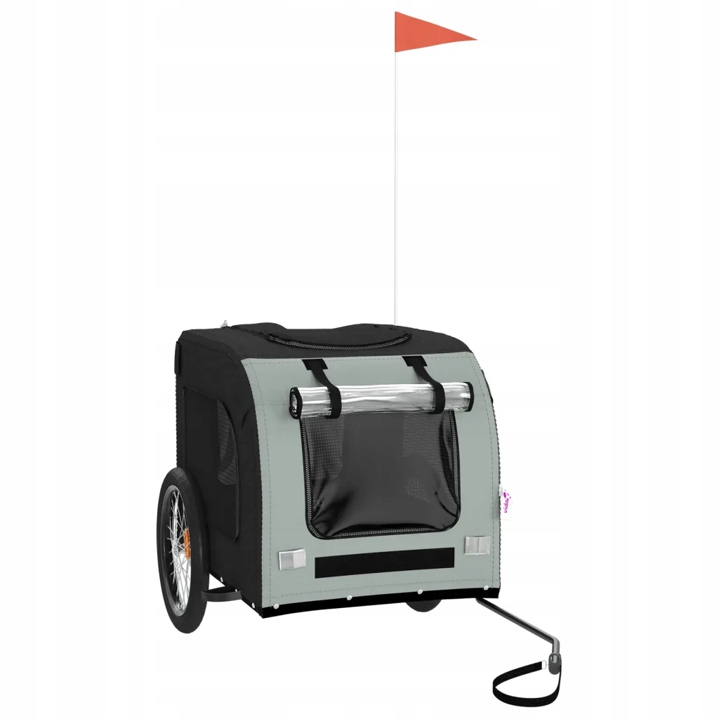 Přívěs na kolo pro zvířata šedo-černý 69 x 133,5 x 73,5 cm