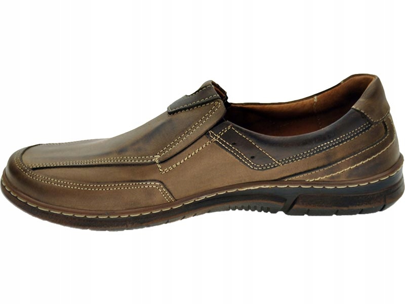 MĘSKIE POLSKIE MOKASYNY SKÓRZANE 102 BRĄZ 42 Długość wkładki 27.5 cm