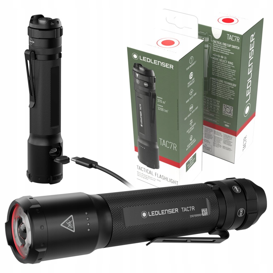 Latarka ręczna taktyczna akumulatorowa Edc Ledlenser TAC7R Black 3200 lm