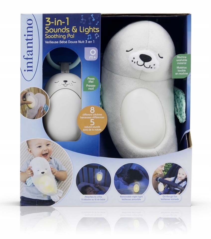 

Infantino Lampka nocna 3 w 1 Foka, maskotka 302032
