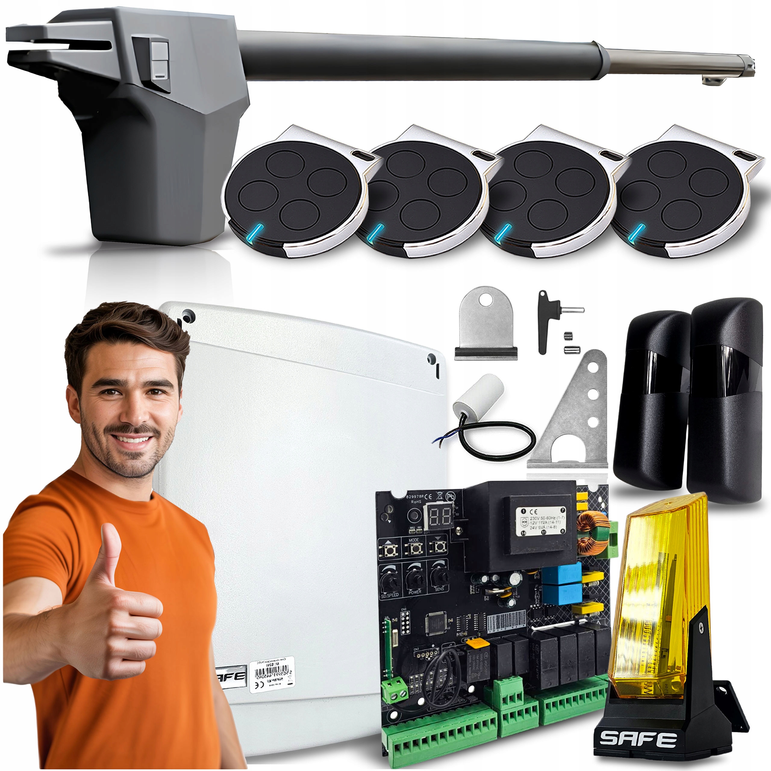 Set Pohon Pro Jednokřídlovou bránu do 4,3 m 4x Pilot Lampa Automat Levá