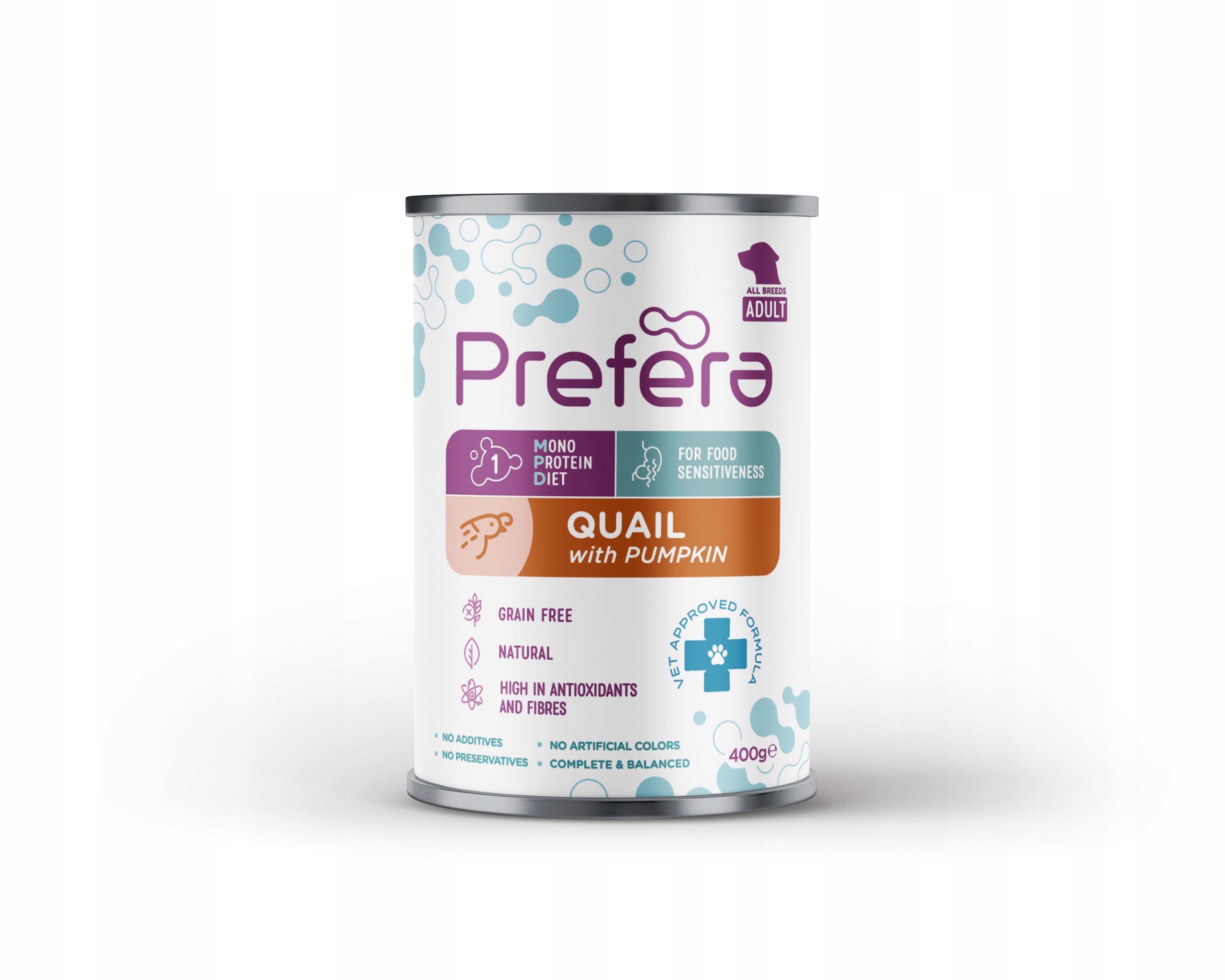 Levně Prefera Monoproteinové krmivo pro psy Vet Approved křepelka s dýní 400 g