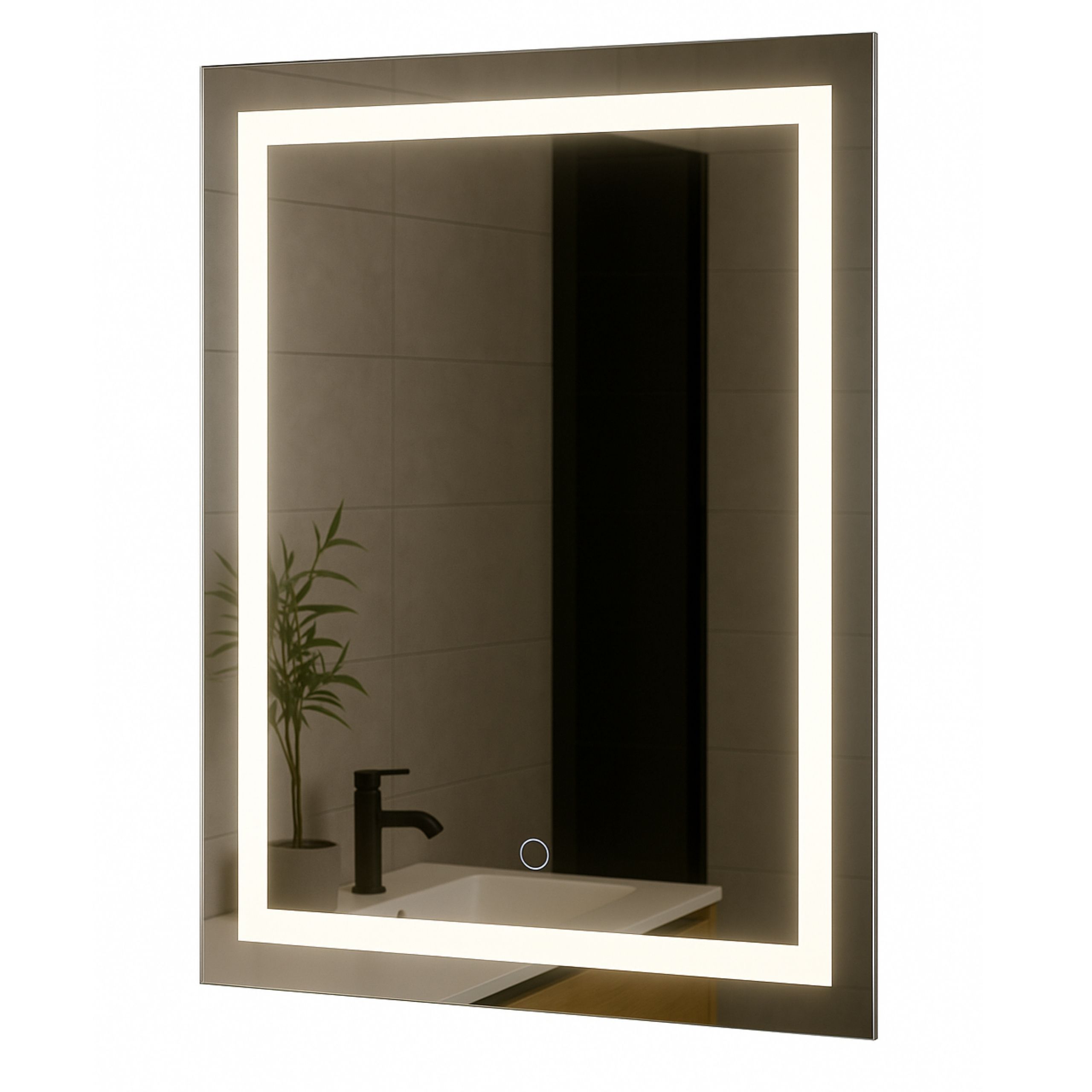 Zrcadlo 60 X 80 cm Dotykový Spínač Led Osvětlení Luna