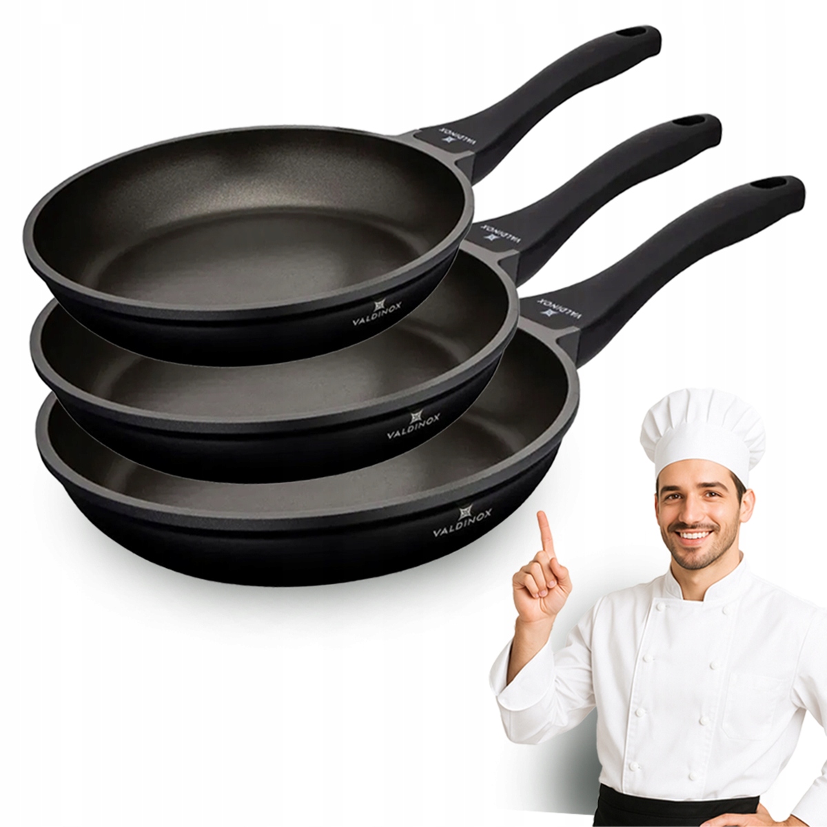 Zestaw patelni z trwałą powłoką premium Valdinox Expert 24/28/30 cm