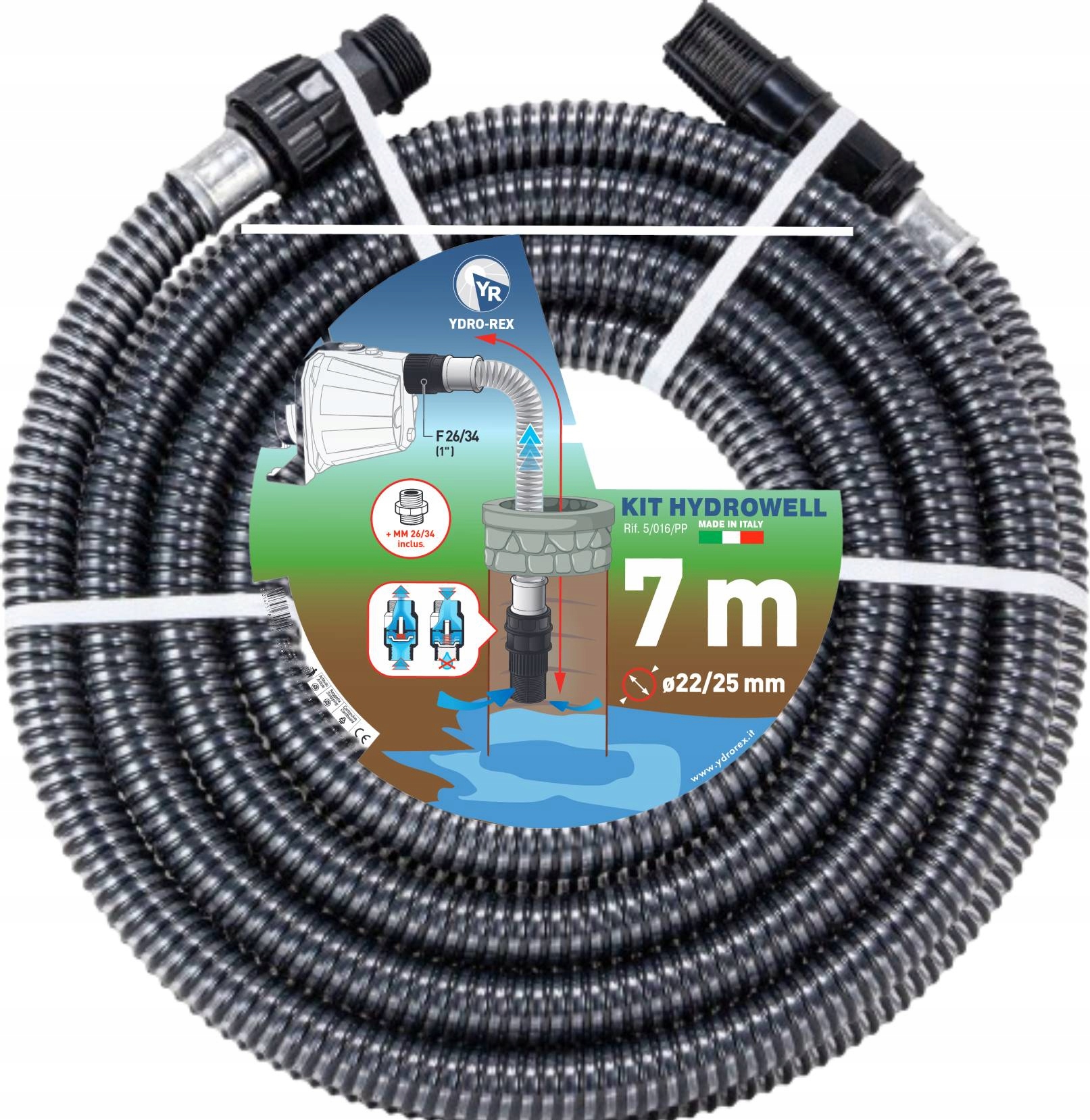 Wąż Rura Ssąca Do Pomp Hydroforów Ogrodu Z Filtrem 1" Włoska