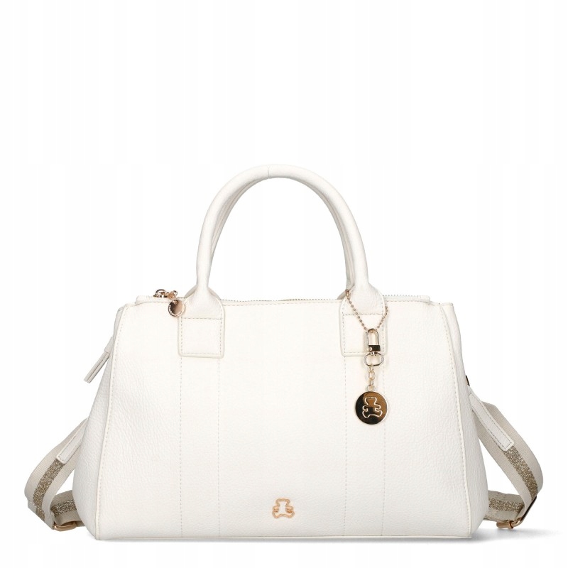 Lulucastagnette Dámská Kabelka Kufřík Přes Rameno Bílá Přívěsek Na Klíče S Medvídkem Eko