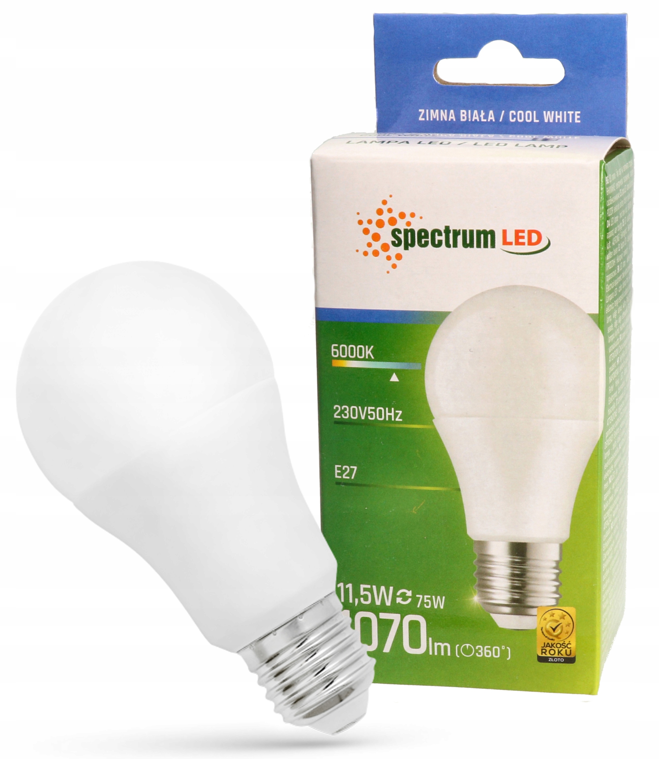 

Żarówka Led E27 11,5W=75W zimna WOJ13909 Spectrum