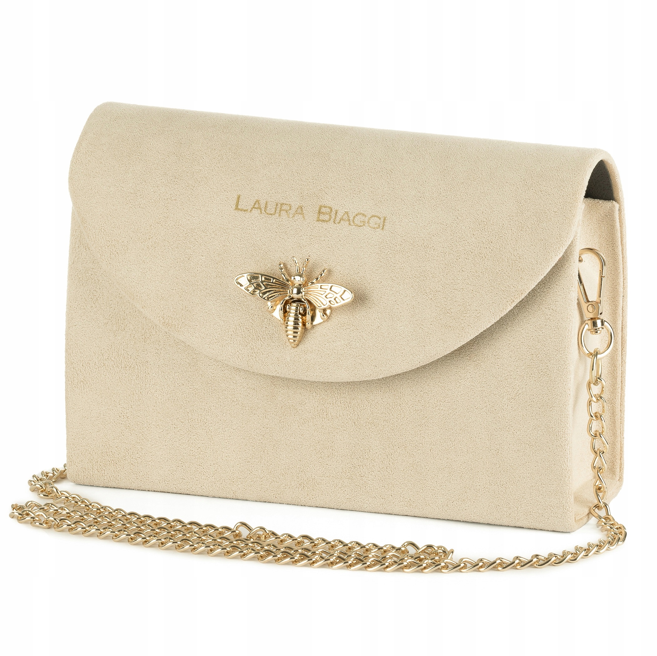 Dámská Návštěvnická Kabelka Psaníčko Semišová Laura Biaggi Na Řetízku Béžová