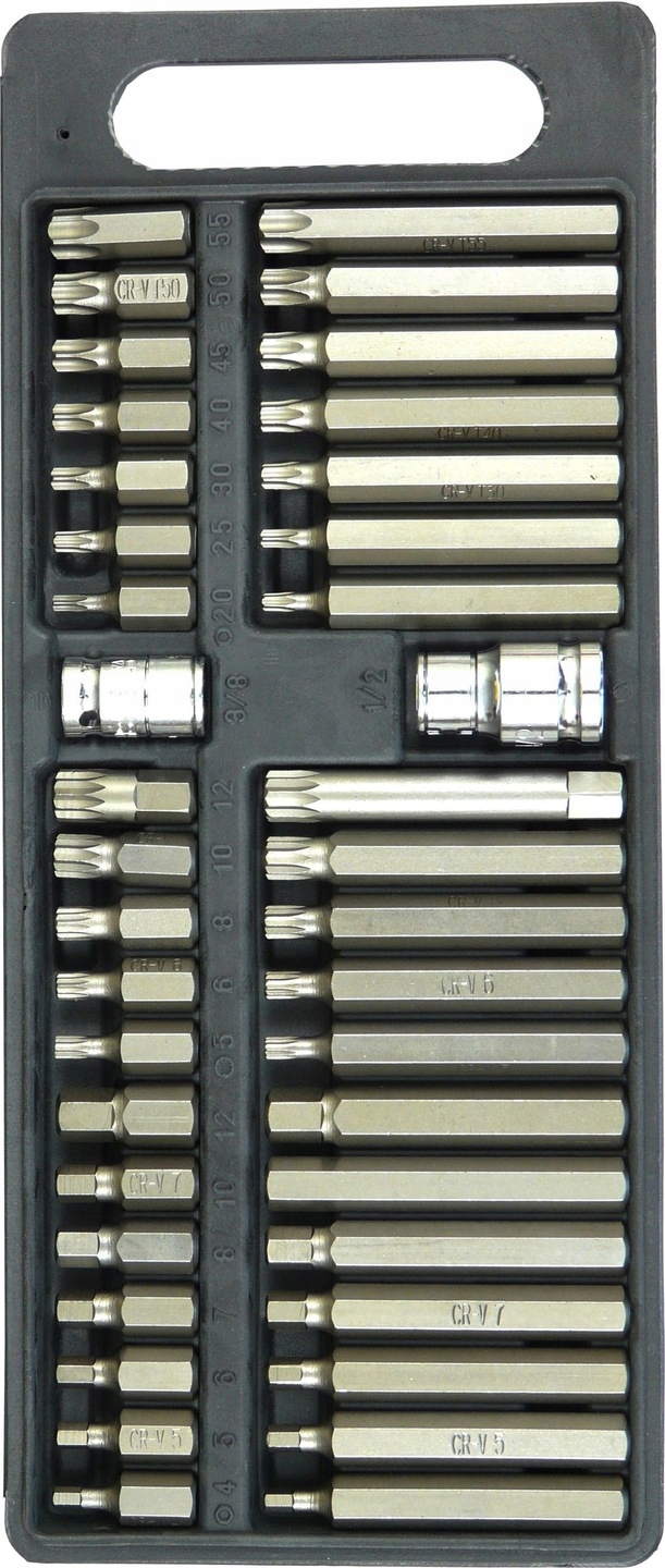 ZESTAW KLUCZY NASADOWYCH 108 KLUCZE NASADOWE TORX BITY 40 EL Liczba elementów w zestawie 40