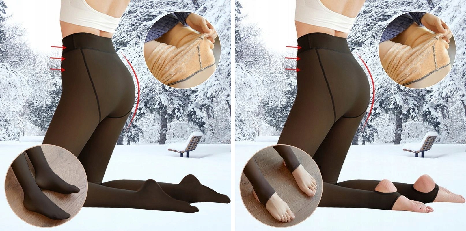 LEGGINSY IMITUJĄCE RAJSTOPY ZIMOWE OCIEPLANE XS S M 300 g Rozmiar uniwersalny