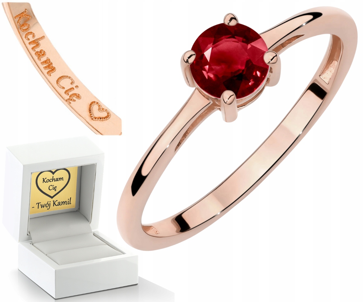 Prstýnek Z Růžového Zlata S Granátem