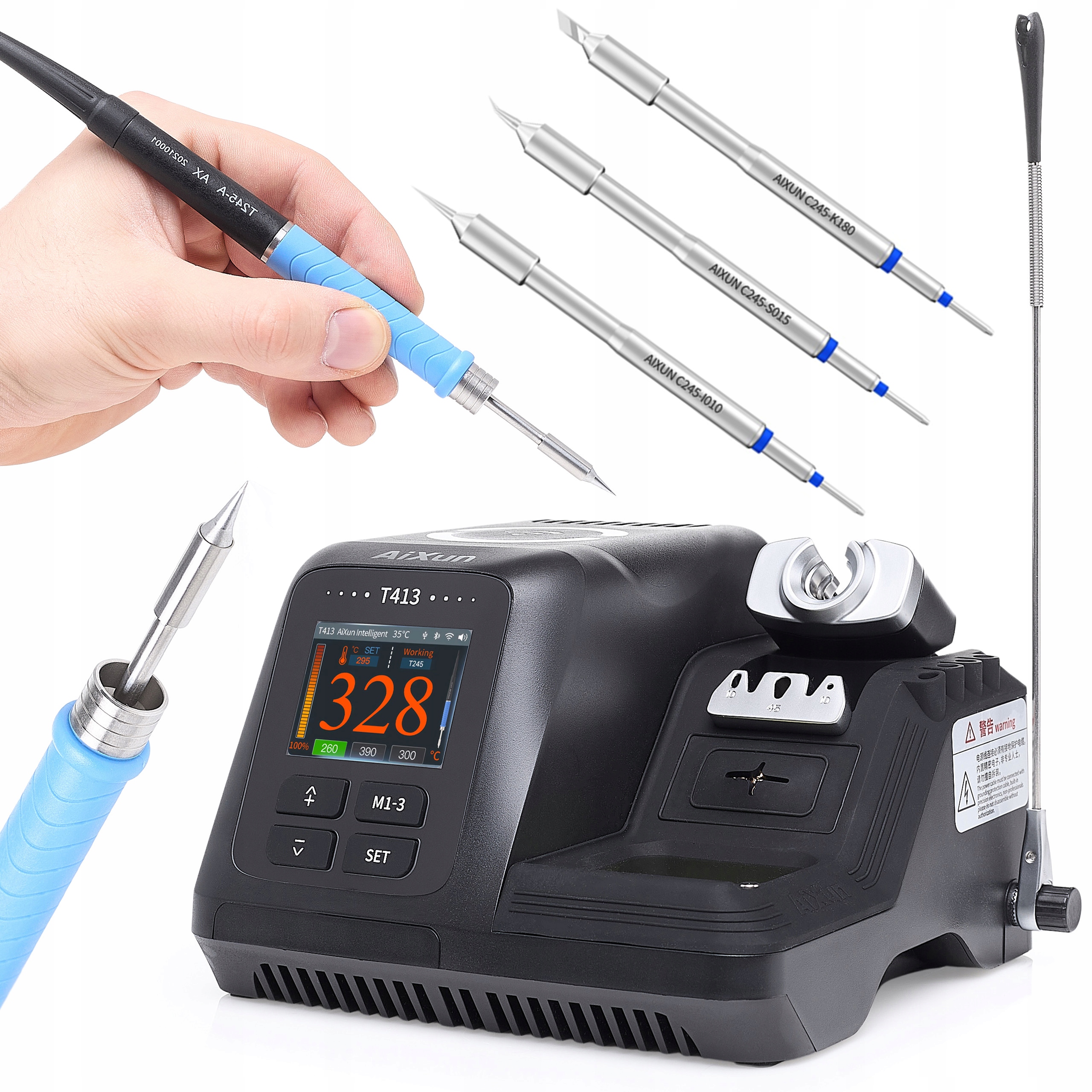 Inteligentna Stacja Lutownicza Kolbowa Aixun T413 Grot C245 T245 3 Groty