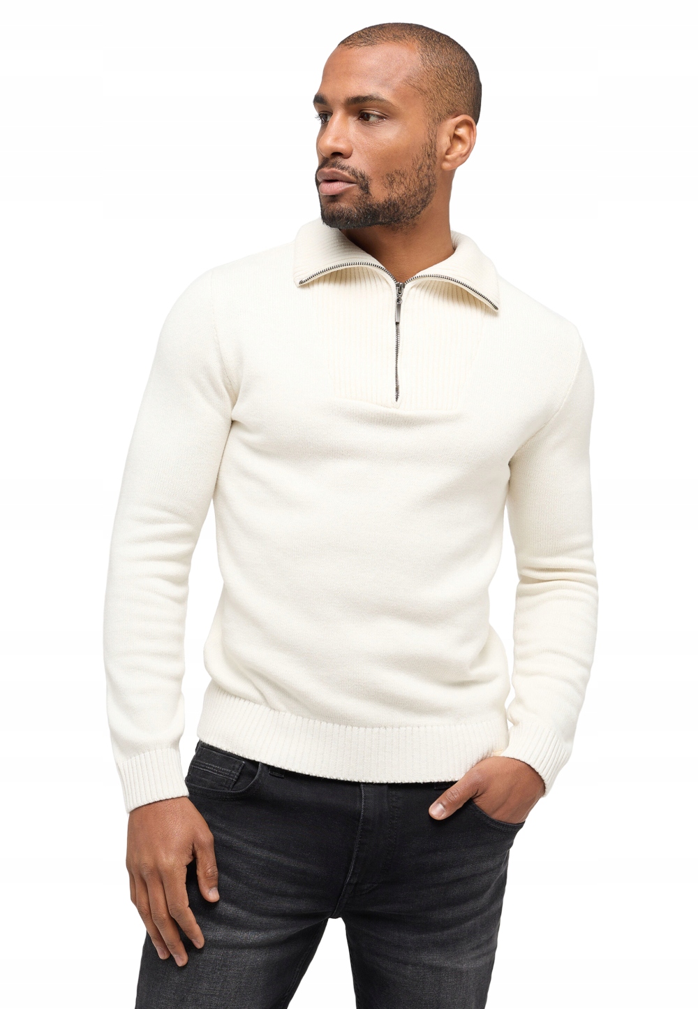 MUSTANG KREMOWY MĘSKI SWETER BAWEŁNIANY XL