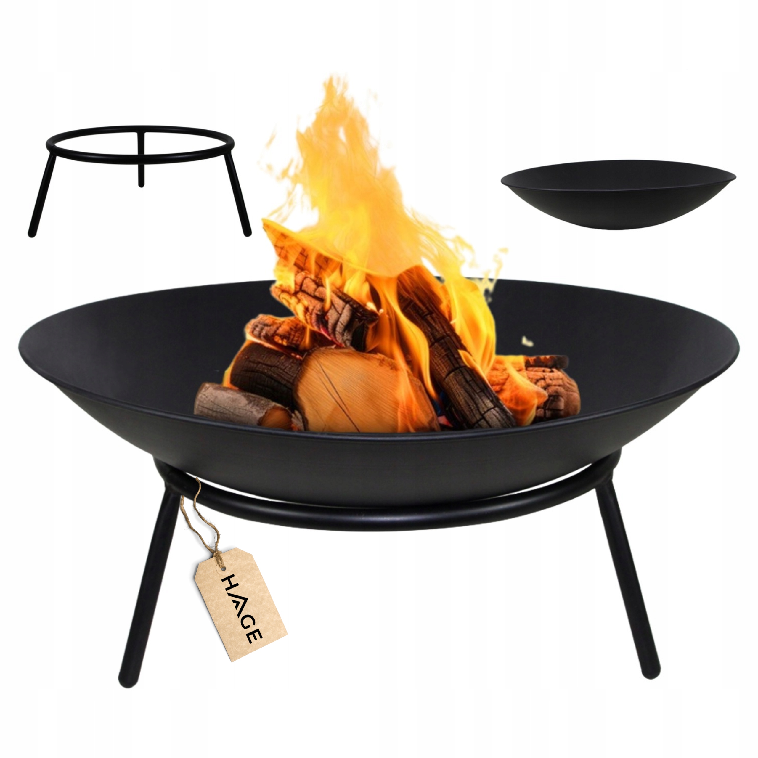 Palenisko Ogrodowe Palermo 60 CM Do Ogniska Grilla Kociołka Stalowe Czarne
