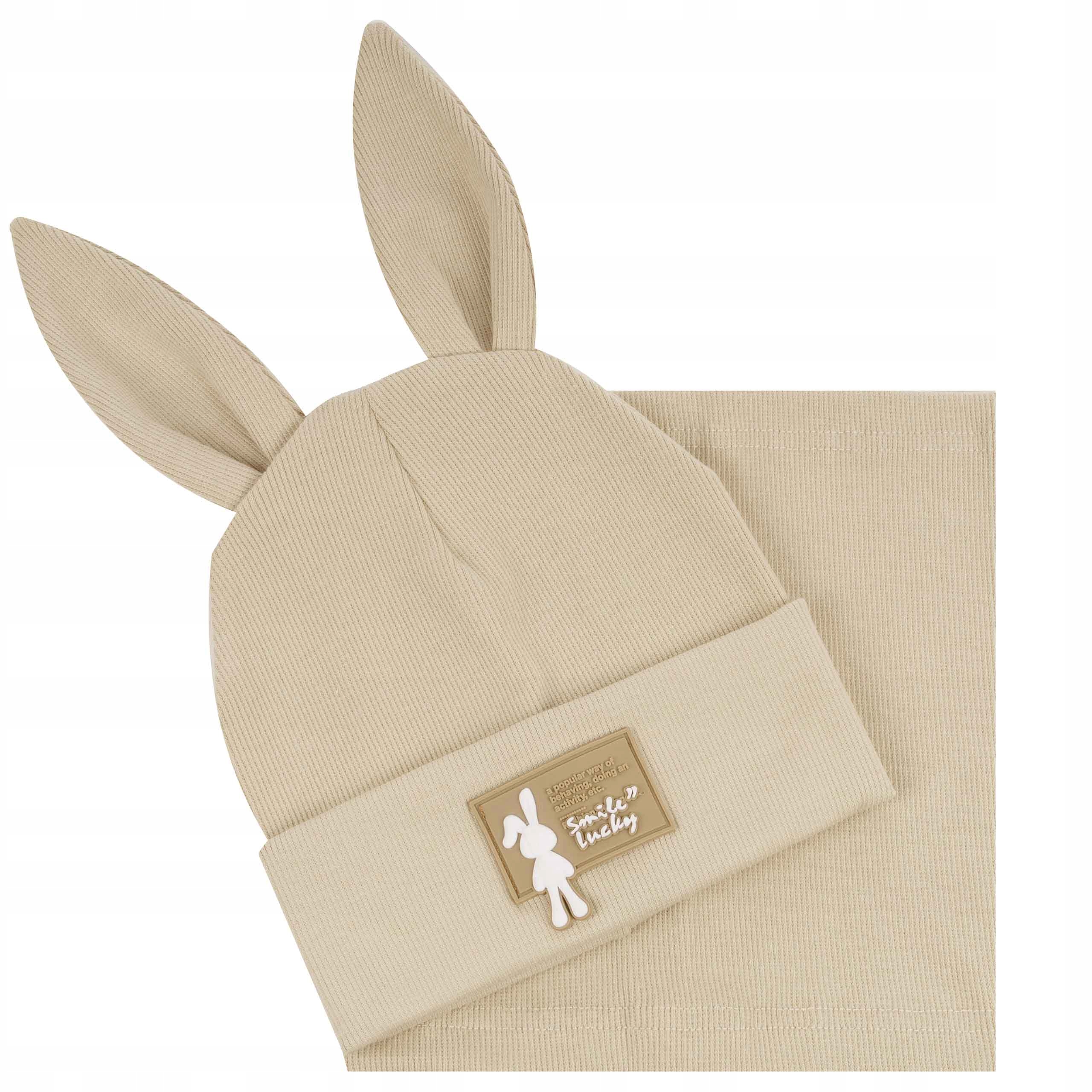 LETNI WIOSENNY DZIECIĘCY KOMPLET CZAPKA Z USZAMI + KOMIN TUBA 44-48