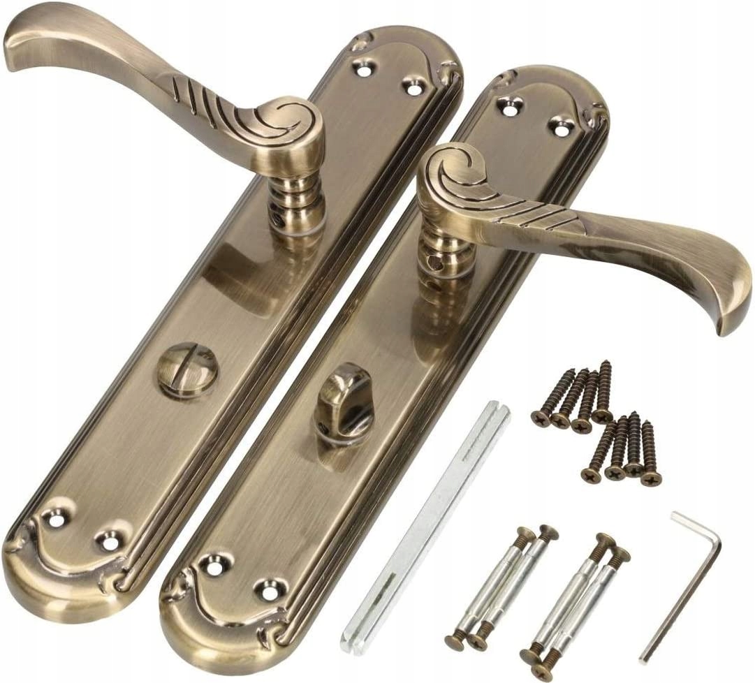 KLAMKA DRZWIOWA PATYNA DŁUGI SZYLD DRZWI 90 MM WC