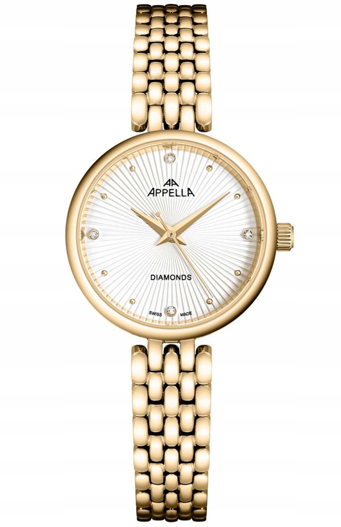 Nové Originální dámské hodinky Appella L50020.1143DQ zlaté s diamanty