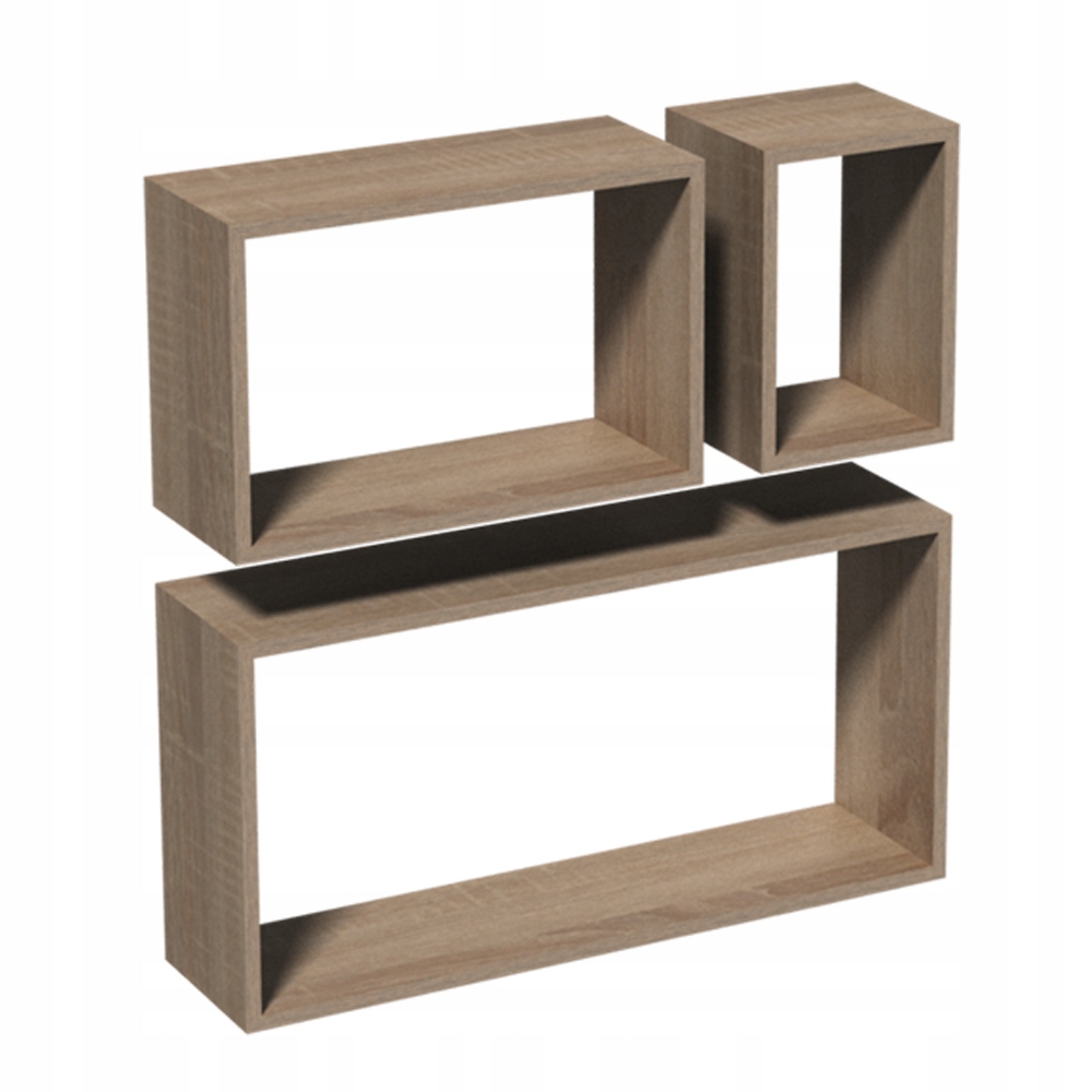 Závěsná Nástěnná Police Na Knihy Sada 3 Polic 17 38 60 CM Dub Sonoma Frs