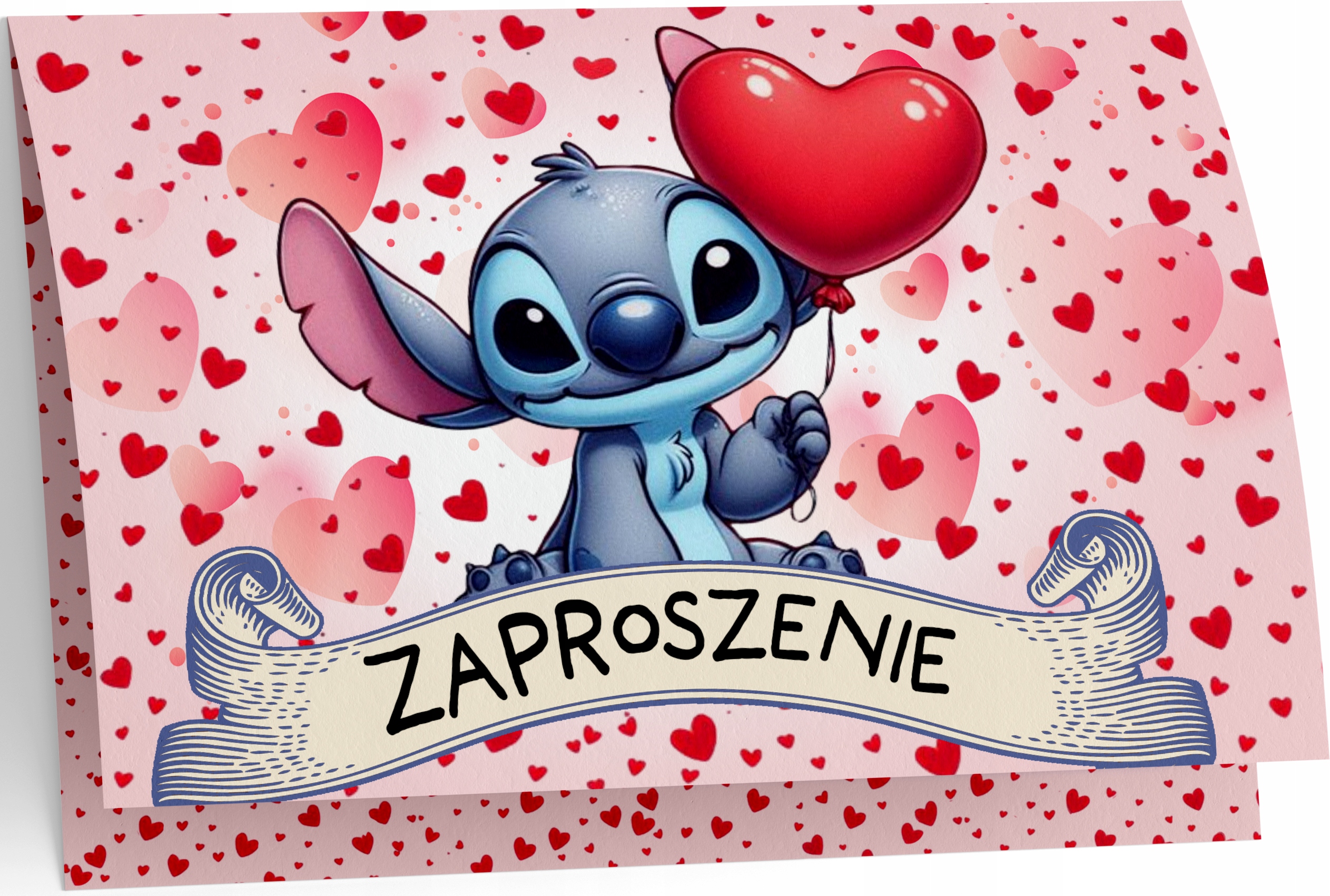 ZAPROSZENIE LILO I STICH STICZ SERDUSZKA ZAPROSZANIA URODZINOWE 20x15 cm