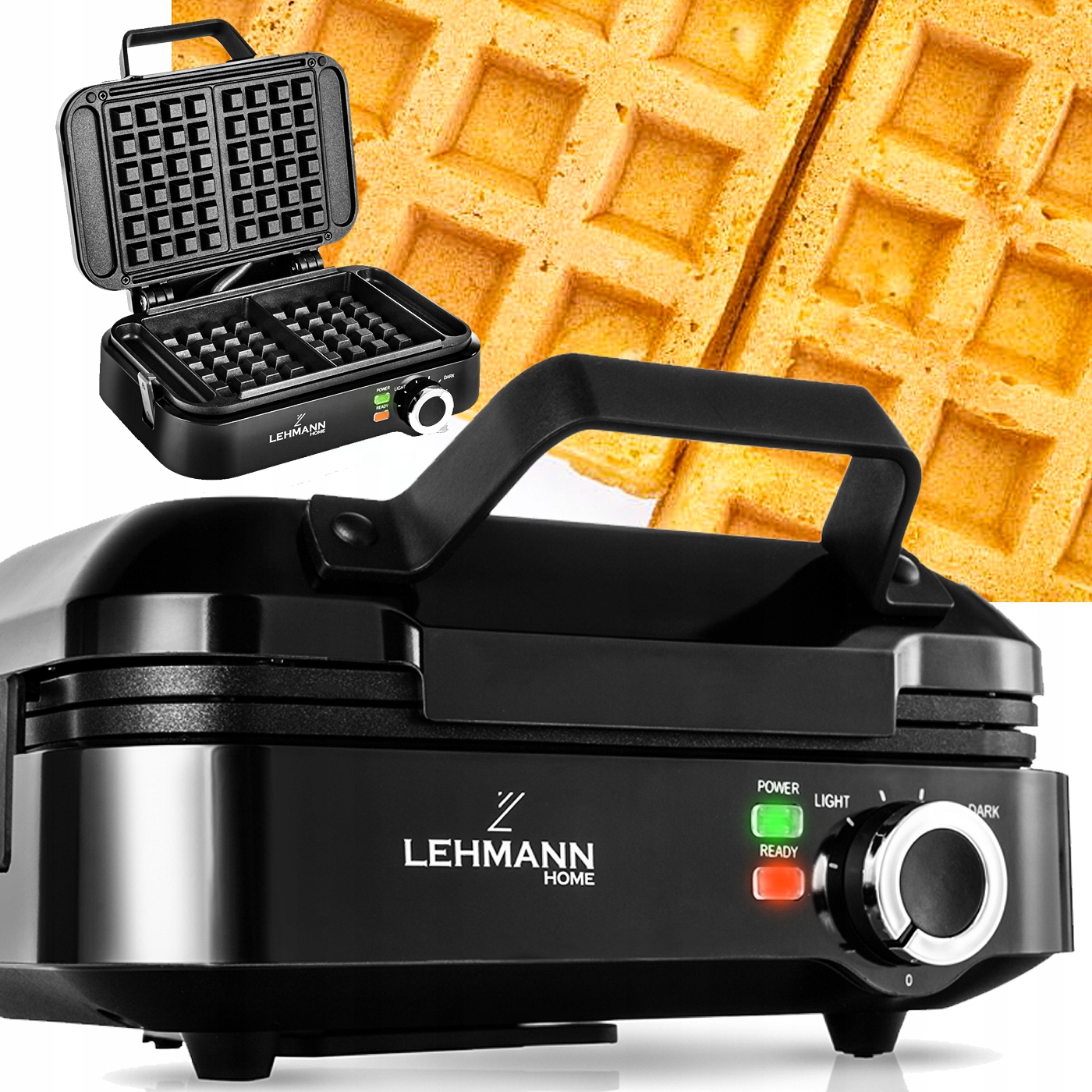 Gofrownica Na 2 Duże Gofry Regulacja Temperatury Mocna Niewyciekająca 2000W