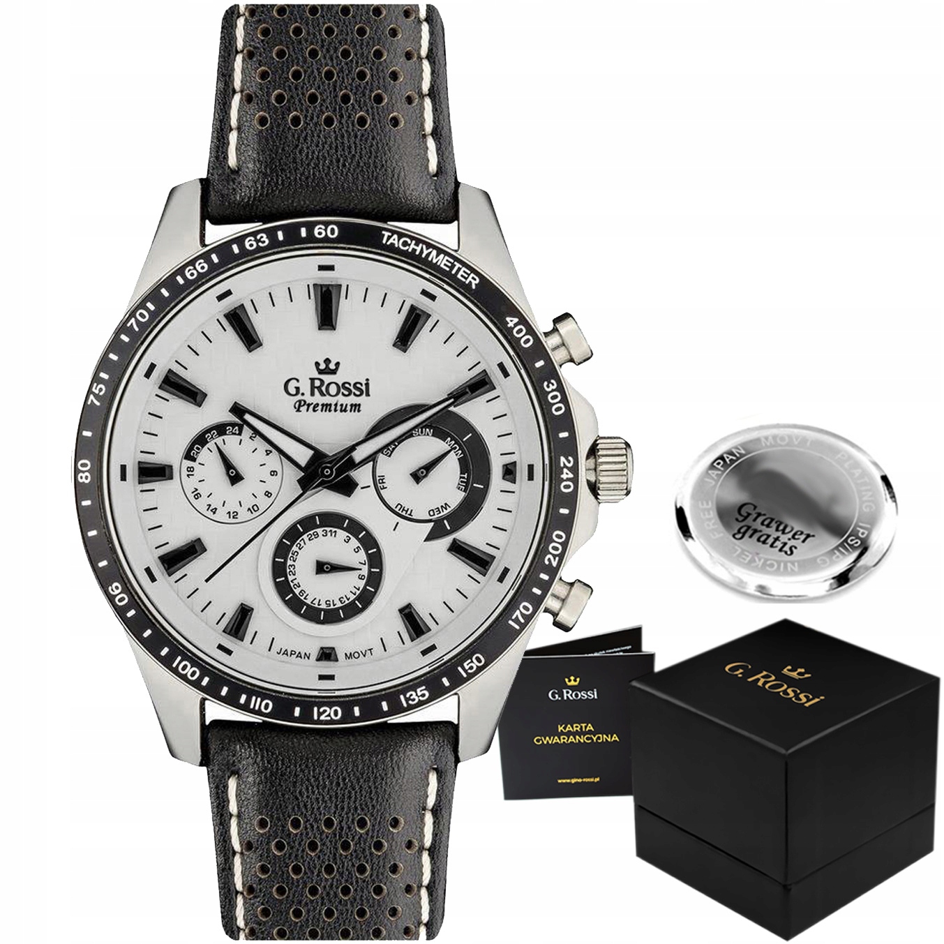 Pánské hodinky G. Rossi Albinio Premium ocelové multi-datumovka Gravírování