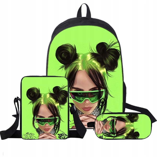 ZESTAW 3D PLECAK A4 TORBA PIÓRNIK BILLIE EILISH